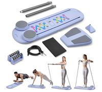 Ovshnrr Pilates Reformer Machine, Foldable Pilates Board with Ab Roller Board, Resistance Bands, Push Up Bars, Multi-Functional Pilates Training Full Body Workout Equipment for Home and Gym Use