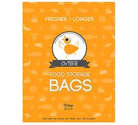 OVTENE Food Storage Bags for Cheese, Meat, and Produce - Keeps Food Fresher Longer (12 Large Bags 10”x15”)