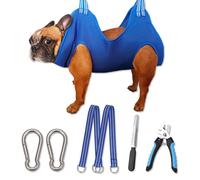 OVTEXZOG Dog Grooming Hammock Harness, Dog Sling for Nail Clipping/Trimming,Pet Grooming Restraint Bag with Nail Clippers Trimmer,Dog Grooming Supplies Kit for Claw Care (Medium 45LB Max/Blue)