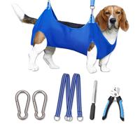 OVTEXZOG Dog Grooming Hammock Harness, Dog Sling for Nail Clipping/Trimming,Pet Grooming Restraint Bag with Nail Clippers Trimmer,Dog Grooming Supplies Kit for Claw Care (Large 56LB Max/Blue)