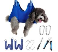 OVTEXZOG Dog Grooming Hammock Harness, Dog Sling for Nail Clipping/Trimming,Pet Grooming Restraint Bag with Nail Clippers Trimmer,Dog Grooming Supplies Kit for Claw Care (X-Small 11LB Max/Blue)