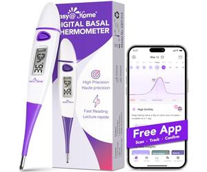Ovulation Tracker Digital Basal Thermometer: Easy@Home BBT Thermometer for Fertility Tracking - Basal Body Thermometer for Accurate Temperature Monitoring with Premom App Purple DMT-3018