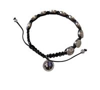 OVUNQUE PROTEGGIMI Adjustable Tenth Saint Benedict Bracelet, 10 Silver Metal Medals, Religious Bracelet in Black Macrame Rope, Adaptable Size for Men and Women, Spiritual Gift Idea