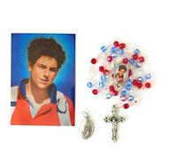 OVUNQUE PROTEGGIMI Rosary by Blessed Carlo Acutis. Carlo Acutis Rosary with Beads in Half Crystal in Three Colours. Length 45 cm. With Carlo Acutis Prayer and Aluminium Medal by Carlo Acutis
