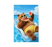 OVUQF A Cute, Big, Bear Floating on A Pool (8) Canvas Poster Wall Art Decor Print Picture Paintings 08x12inch(20x30cm)