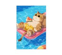 OVUQF A Cute, Big, Elephant Floating on A Pool (2) Canvas Poster Bedroom Decor Print Picture Paintings 24x36inch(60x90cm)