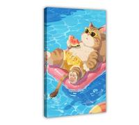 OVUQF A Cute, Big, Elephant Floating on A Pool (2) Canvas Poster Wall Art Decor Print Picture Paintings 20x30inch(50x75cm)