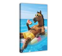 OVUQF A Cute, Big, Panda Floating on A Pool (2) Canvas Poster Bedroom Decor Print Picture Paintings 24x36inch(60x90cm)