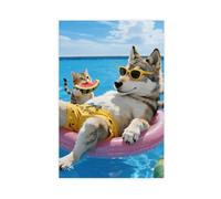 OVUQF A Cute, Big, Wolf Floating on A Pool (11) Canvas Poster Wall Art Decor Print Picture Paintings 08x12inch(20x30cm)