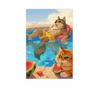 OVUQF A Cute, Big, Wolf Floating on A Pool (7) Canvas Poster Wall Art Decor Print Picture Paintings 12x18inch(30x45cm)