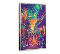 OVUQF New Orleans Travel Print - Louisiana Wall Art Poster Canvas Poster Wall Art Decor Print Picture Paintings 16x24inch(40x60cm)