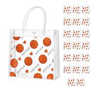 Ovveroche 20 Pcs Basketball Clear PVC Gift Bags with Handles 7.87x7.87x2.95 | Reusable Party Favor Bags for Bridal Baby Shower Wedding Birthday Party Supplies