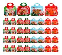 Ovveroche 36 Pcs Party Favor Goodie Bags Bulk Reusable Birthday Back to School Gift Cartoon Backpack Shaped Goodies Bags with Handles Red,Blue,Green