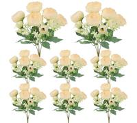 Ovveroche 8 Pack Champagne Peonies Artificial Flowers