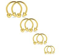 Ovxznts 14G Septum Ring Surgical Steel Septum Rings 14 Gauge Horseshoe Barbell Nipple Rings Hoops Nipple Piercing Jewelry for Women Men Inner Diameter 10mm/12mm/14mm/16mm Gold-tone