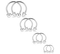 Ovxznts 14G Septum Ring Surgical Steel Septum Rings 14 Gauge Horseshoe Barbell Nipple Rings Hoops Nipple Piercing Jewelry for Women Men Inner Diameter 10mm/12mm/14mm/16mm Silver-tone