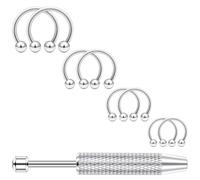 Ovxznts 20G Septum Ring Surgical Steel Smiley Piercing Jewelry with Ball Grabber Tool 20 Gauge Septum Rings Horseshoe Nose Ring 20g Small Horse Shoe Nose Rings for Women, Metal, stainless steel