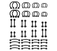 Ovxznts 48PCS 16G Lip Rings Surgical Steel Snake Bite Jewelry Vertical Labret Jewelry Monroe Lip Barbell Ring Daith Tragus Helix Eyebrow Piercing Jewelry for Women Men 6mm/8mm/10mm/12mm, Metal