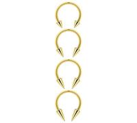 Ovxznts 4PCS Long Spike Septum Rings 16G Surgical Steel Snake Bite Jewelry Lip Rings Smiley Piercing Jewelry for Women Men Spike Length 3mm/4mm/5mm/6mm Inner Diameter 8mm Goldtone