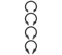 Ovxznts 4PCS Long Spike Septum Rings 16G Surgical Steel Snake Bite Jewelry Lip Rings Smiley Piercing Jewelry for Women Men Spike Length 3mm/4mm/5mm/6mm Inner Diameter 10mm Black