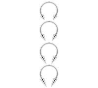 Ovxznts 4PCS Long Spike Septum Rings 16G Surgical Steel Snake Bite Jewelry Lip Rings Smiley Piercing Jewelry for Women Men Spike Length 3mm/4mm/5mm/6mm Inner Diameter 8mm Silvertone