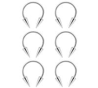 Ovxznts 6Pcs Long Spike Septum Rings 16G Surgical Steel Snake Bite Jewelry Lip Rings Smiley Piercing Jewelry for Women Men 8mm 10mm, Metal, stainless steel