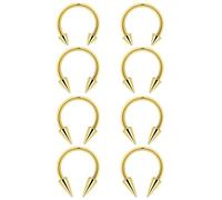 Ovxznts 8PCS Long Spike Septum Rings 16G Surgical Steel Snake Bite Jewelry Lip Rings Smiley Piercing Jewelry for Women Men Spike Length 3mm/4mm/5mm/6mm Inner Diameter 10mm Goldtone