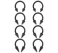Ovxznts 8PCS Long Spike Septum Rings 16G Surgical Steel Snake Bite Jewelry Lip Rings Smiley Piercing Jewelry for Women Men Spike Length 3mm/4mm/5mm/6mm Inner Diameter 10mm Black