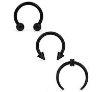 Ovxznts Large Septum Rings 10G PA Ring Horseshoe Barbell Stainless Steel Septum Pincher Tapers Black C Shape Buffalo Stretcher Expander for Women Men