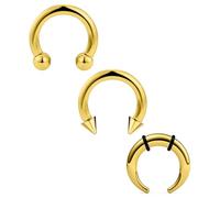 Ovxznts Large Septum Rings 8G PA Ring Horseshoe Barbell Surgical Steel Septum Pincher Tapers Gold C Shape Buffalo Stretcher Expander for Women Men