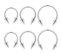 Ovxznts Long Spike Septum Rings 16G Surgical Steel Snake Bite Jewelry Lip Rings Smiley Piercing Jewelry for Women Men 8mm/10mm/12mm, spike length:6mm, Metal, stainless steel