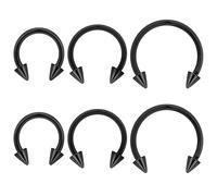 Ovxznts Long Spike Septum Rings 16G Surgical Steel Snake Bite Jewelry Lip Rings Smiley Piercing Jewelry for Women Men 8mm/10mm/12mm 4mm Spike Black