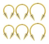 Ovxznts Long Spike Septum Rings 16G Surgical Steel Snake Bite Jewelry Lip Rings Smiley Piercing Jewelry for Women Men 8mm/10mm/12mm 4mm Spike Gold-tone