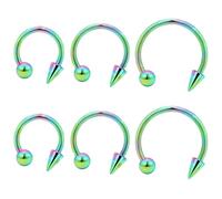 Ovxznts Snake Bite Jewelry Long Spike Lip Piercing Jewelry Surgical Steel Lip Rings Hoop 16g Horseshoe Vertical Labret Hoops for Women Men 5mm Spike Rainbow