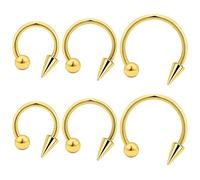 Ovxznts Snake Bite Jewelry Long Spike Lip Piercing Jewelry Surgical Steel Lip Rings Hoop 16g Horseshoe Vertical Labret Hoops for Women Men 5mm Spike Gold-tone