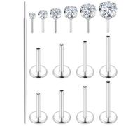 Ovxznts Tragus Labret Medusa Piercing Jewelry Threadless Stainless Steel Conch Piercing Jewelry Monroe Lip Rings Different Size Cartilage Nail Helix Earring Stud Bar Length 6mm 7mm 8mm 10mm, Metal