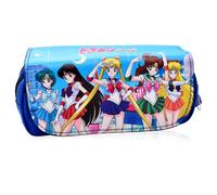 OVYALCJ S-ailor Moon Pencil Pouch, Big Capacity Pencil Case, Student Stationery Bag, Portable Office Stationery Bag for Teens Girls Adults, PU Pencil Pouch with Compartments