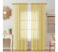 OVZME 2 Pack: Basic Mustard Yellow Sheer Curtain 84 Inches Long for Bedroom, Airy Light Filtering Voile Drapes for Living Room, Each 42W x 84L
