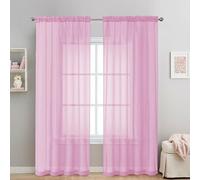 OVZME 2 Pack: Basic Pink Sheer Curtain 84 Inches Long, Light Filtering Sheer Drapes for Living Room Bedroom, Each 42" W x 84" L