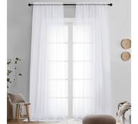 OVZME 2 Pack White Sheer Curtain Panels - 120 Inches Length Light Filtering Sheer Curtains for Living Room, Extra Long Elegant Window Treatments for Sliding Glass Door, Each 42" W x 120" L
