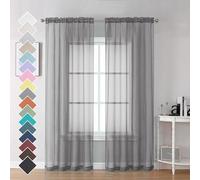 OVZME 2 Panels Grey Sheer Curtains, 84" Length for Bedroom, Elegant Light Filtering Sheer Curtains Window Treatment for Living Room, Each 42" Wx84 L