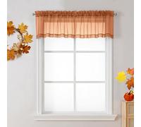 OVZME 2 Panels Orange Sheer Valance - Short Fresh Curtain Valances for Windows Basement Semi Sheer Valances for Kitchen Window Dressing with Dual Rod Pocket (Orange, 42 by 14 Inches Long)