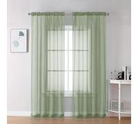 OVZME 2 Panels Sheer Sage Green Curtains 72 Inches Length Window Treatment for Kitchen, Elegant Airy Transparent Curtain Draperies Rod Pocket for Kids Living Room, Each 42 Width 72 Length