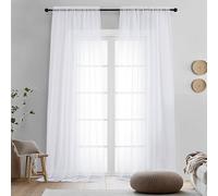 OVZME 2 Panels White Sheer Curtains 96" Length for Bedroom, Elegant Light Filtering Sheer White Curtains Window Treatment for Living Room & Sliding Glass Door, Each 42Wx96L