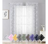 OVZME 2 Panels White Voile Sheer Curtains 72 inch Length for Bedroom, Textured Elegant Sheer Panel for Door Winow, Dual Rod Pocket Lightweight & Breathable Fabric Soft Sheer White Curtain, 38W x 72L