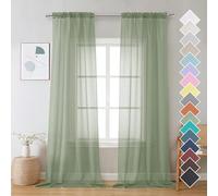 OVZME 2 Pieces Bedroom Curtains 96" Length for Farmhouse, Voile Drapes Light Airy Window Decor for Patio Door Living Room Bedroom Dining, Sage Green, Each W42 X L96 inches, 1 Pair