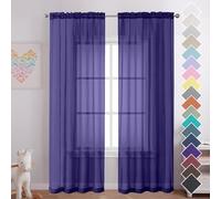 OVZME 2 Pieces Sheer Curtains 96 Length Window Treatments, Voile Drapes Light Airy Window Decor for Patio Door Living Room Bedroom, Each W42 X L96 inches, Purple