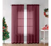 OVZME 2 Pieces Sheer Voile Curtains 84 inches Long-Lightweight Soft Window Treatment Panels for Master Room/Living Room, 2 Panels=84" W, Each W42 x L84, Burgundy