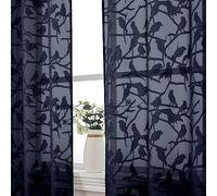 OVZME Anji 2 Panels Navy Blue Sheer Curtains 72 inch Length for Bedroom, Lightweight & Breathable Living Room Sheer Blue Curtain Window Treatment, Dual Rod Pocket Curtains for Door Window, 38Wx72L
