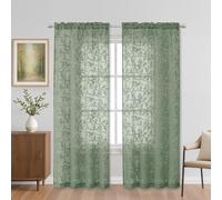OVZME Anji Clip Voile Sheer Curtains RD 2X52X84 Sage Green